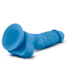 Neo 7.5 In. Dual Density Dildo With Balls Neon Blue