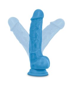 Neo 7.5 In. Dual Density Dildo With Balls Neon Blue