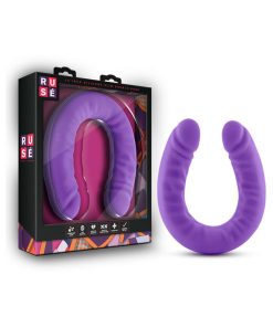 Ruse Realistic 18 In. Silicone Slim Double Dong Dual Ended Dildo Purple