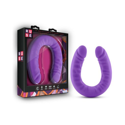Ruse Realistic 18 In. Silicone Slim Double Dong Dual Ended Dildo Purple