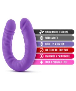 Ruse Realistic 18 In. Silicone Slim Double Dong Dual Ended Dildo Purple