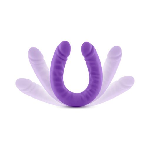 Ruse Realistic 18 In. Silicone Slim Double Dong Dual Ended Dildo Purple - Image 6