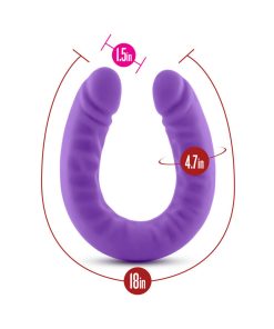 Ruse Realistic 18 In. Silicone Slim Double Dong Dual Ended Dildo Purple