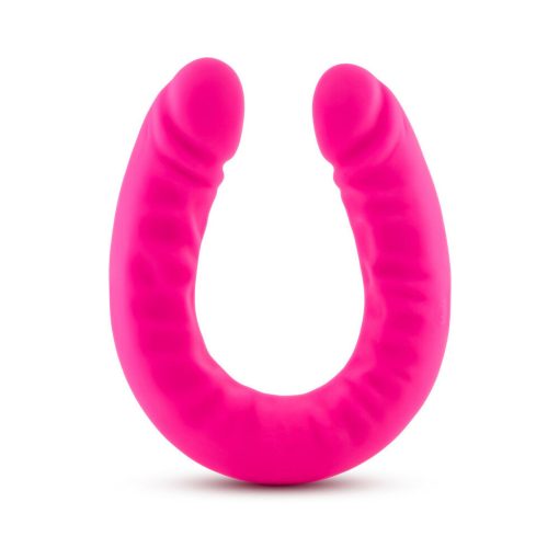 Ruse Realistic 18 In. Silicone Slim Double Dong Dual Ended Dildo Hot Pink - Image 2