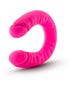 Ruse Realistic 18 In. Silicone Slim Double Dong Dual Ended Dildo Hot Pink