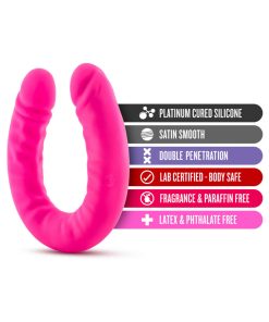 Ruse Realistic 18 In. Silicone Slim Double Dong Dual Ended Dildo Hot Pink