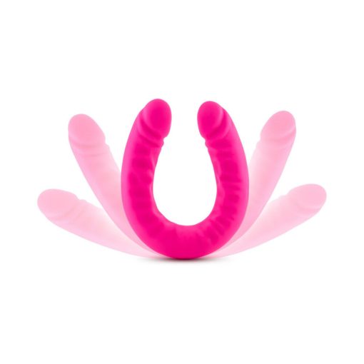 Ruse Realistic 18 In. Silicone Slim Double Dong Dual Ended Dildo Hot Pink - Image 6
