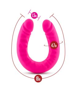 Ruse Realistic 18 In. Silicone Slim Double Dong Dual Ended Dildo Hot Pink