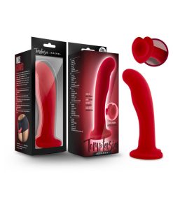 Temptasia Jezebel 6 In. Curved Silicone Dildo With Heart-Shaped Suction Cup Crimson