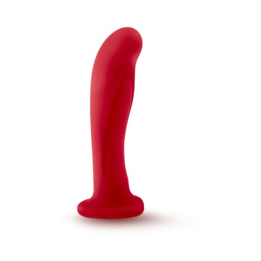 Temptasia Jezebel 6 In. Curved Silicone Dildo With Heart-Shaped Suction Cup Crimson - Image 3