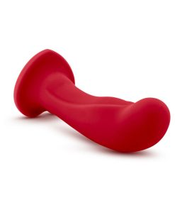 Temptasia Jezebel 6 In. Curved Silicone Dildo With Heart-Shaped Suction Cup Crimson