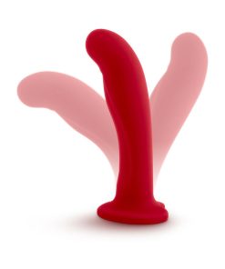Temptasia Jezebel 6 In. Curved Silicone Dildo With Heart-Shaped Suction Cup Crimson