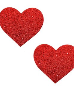 Neva Nude Pasty Hearts Glitter Red