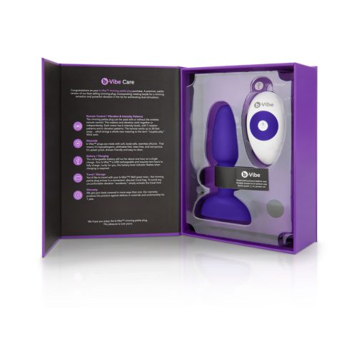 B-Vibe Rimming Petite Rotating And Vibrating Remote Control Plug Purple - Image 10