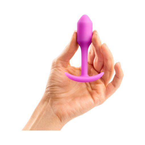 B-Vibe Snug Plug 1 Weighted Silicone Anal Plug Fuchsia - Image 6