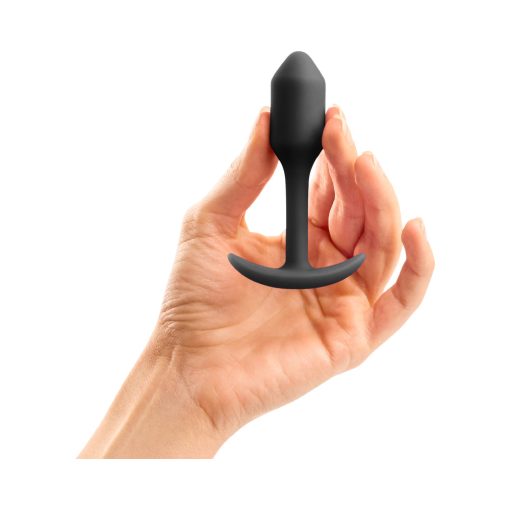 B-Vibe Snug Plug 1 Weighted Silicone Anal Plug Black - Image 6