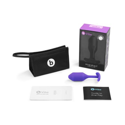 B-Vibe Snug Plug 2 Weighted Silicone Anal Plug Purple - Image 2
