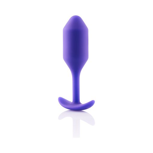 B-Vibe Snug Plug 2 Weighted Silicone Anal Plug Purple - Image 4