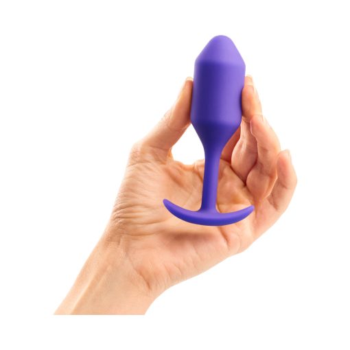 B-Vibe Snug Plug 2 Weighted Silicone Anal Plug Purple - Image 6