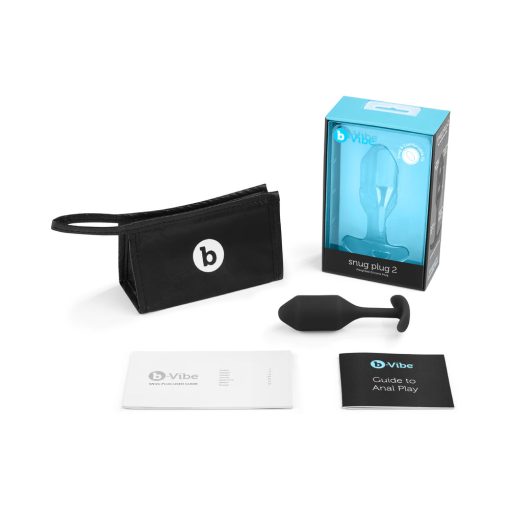 B-Vibe Snug Plug 2 Weighted Silicone Anal Plug Black - Image 2