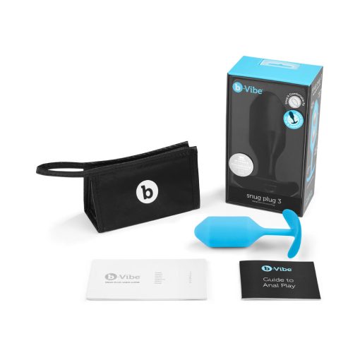 B-Vibe Snug Plug 3 Weighted Silicone Anal Plug Teal - Image 2