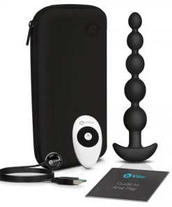 B-Vibe Cinco Rechargeable Remote-Controlled Vibrating Anal Beads Plug Black