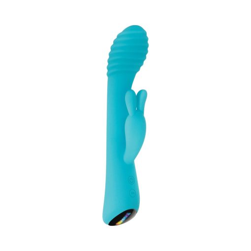 Evolved Aqua Bunny Rechargeable Silicone Rabbit Vibrator Teal - Image 2