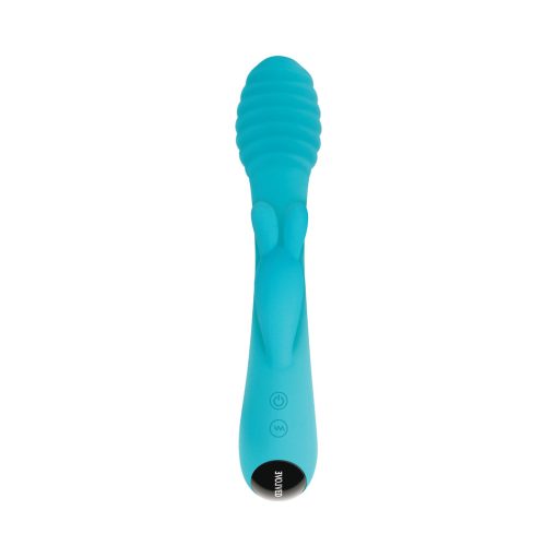 Evolved Aqua Bunny Rechargeable Silicone Rabbit Vibrator Teal - Image 5
