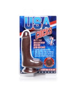 Usa Cocks 7 In. Ameriskin Dual Density Dildo Dark