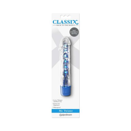 Classix Mr. Twister 6.5 In. Vibrator And Sleeve Set Blue