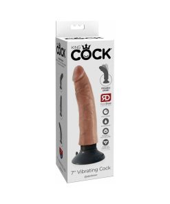 King Cock 7 In. Vibrating Cock Poseable Dildo With Suction Cup Tan