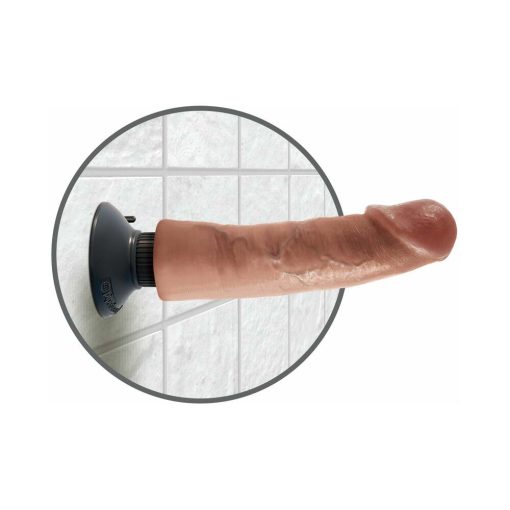 King Cock 9 In. Vibrating Cock Poseable Dildo With Suction Cup Tan - Image 4