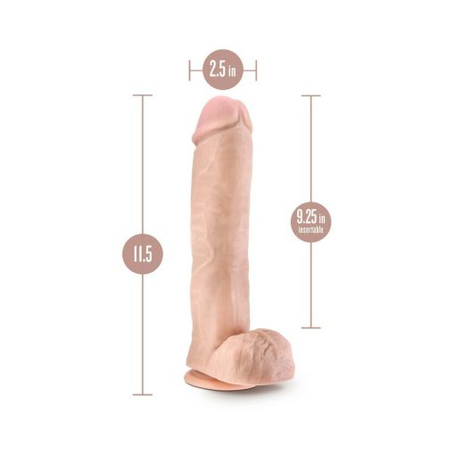 Au Naturel Big John 11.5 In. Posable Dual Density Dildo With Balls Beige - Image 9