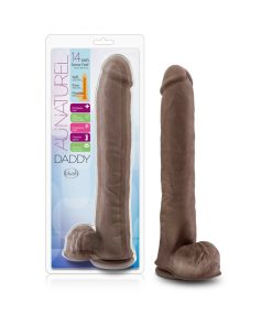 Au Naturel Daddy 14 In. Posable Dual Density Dildo With Balls Brown