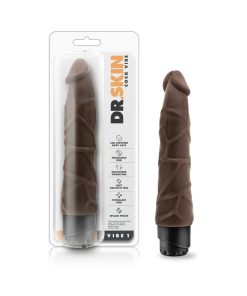 Dr. Skin Vibe 1 Realistic 9 In. Vibrating Dildo Brown