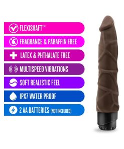 Dr. Skin Vibe 1 Realistic 9 In. Vibrating Dildo Brown
