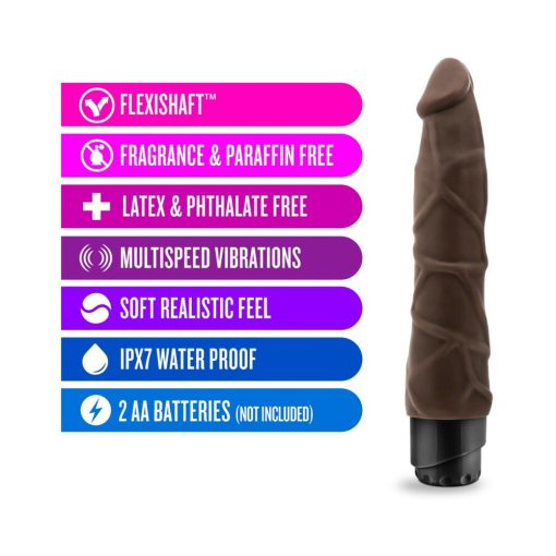 Dr. Skin Vibe 1 Realistic 9 In. Vibrating Dildo Brown - Image 6
