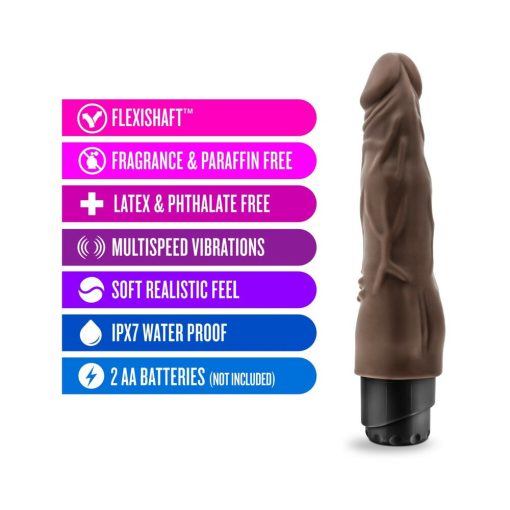 Dr. Skin Vibe 4 Realistic 8 In. Vibrating Dildo Brown - Image 6