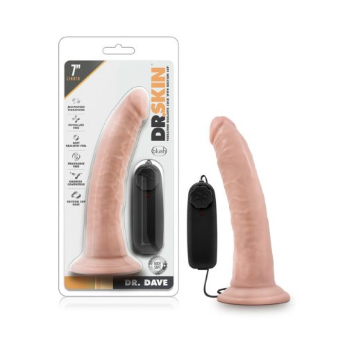 Dr. Skin Dr. Dave Realistic 7 In. Vibrating Dildo Beige