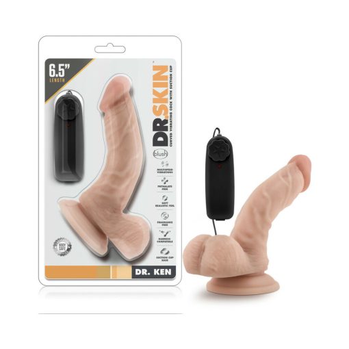 Dr. Skin Dr. Ken Realistic 6.5 In. Vibrating Dildo With Balls Beige