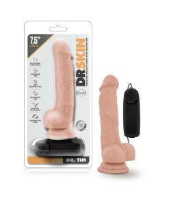 Dr. Skin Dr. Tim Realistic 7.5 In. Vibrating Dildo With Balls Beige