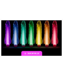 Glow Dicks Molly Color Changing 8 In. Vibrating Dildo Glitter Pink