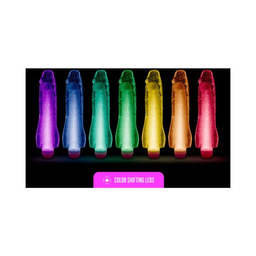 Glow Dicks Molly Color Changing 8 In. Vibrating Dildo Glitter Pink - Image 6