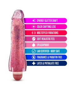Glow Dicks Molly Color Changing 8 In. Vibrating Dildo Glitter Pink