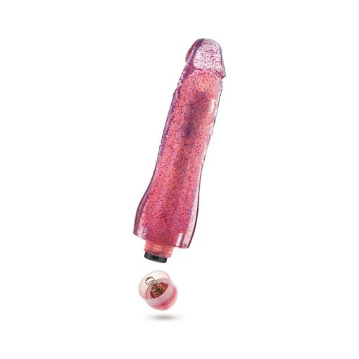 Glow Dicks Molly Color Changing 8 In. Vibrating Dildo Glitter Pink - Image 8