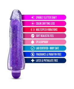 Glow Dicks Molly Color Changing 8 In. Vibrating Dildo Glitter Purple