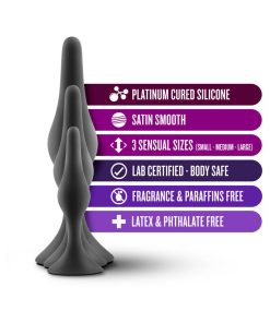 Luxe 3-Piece Silicone Beginner Plug Kit Black