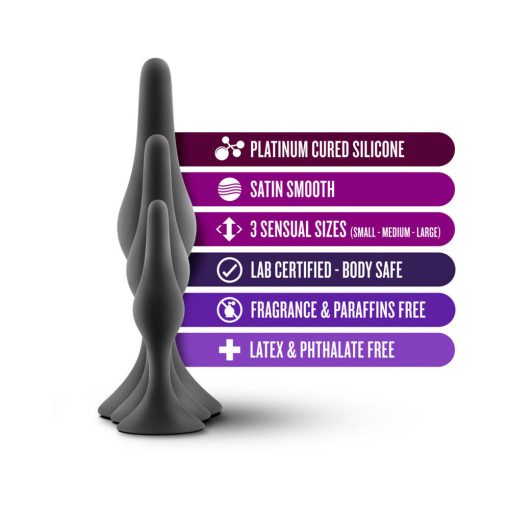 Luxe 3-Piece Silicone Beginner Plug Kit Black - Image 5