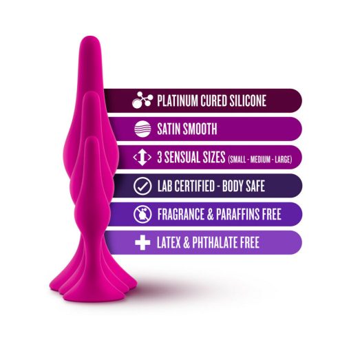 Luxe 3-Piece Silicone Beginner Plug Kit Pink - Image 5