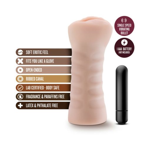 M For Men Ashley Vagina Stroker With Bullet Vibrator Beige - Image 7